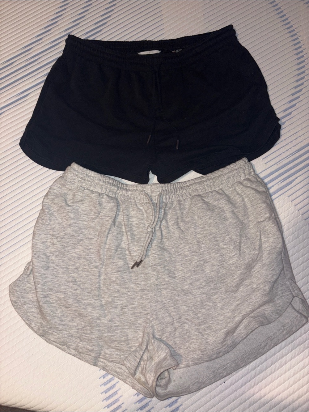 Women's Casual Drawstring Shorts - Black & Light Gray